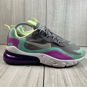 Nike Air Max 270 React Grey Purple Athletic Sneaker Running Shoe Womens Size 8